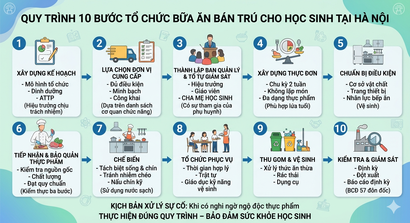 Hoài Đức: Chuẩn hóa quy trình 10 bước - Đồng hành vì bữa ăn an toàn của học sinh- Ảnh 1.