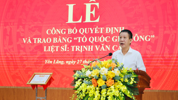 Xã Yên Lãng tổ chức Lễ công bố Quyết định của Thủ tướng Chính phủ và Trao Bằng Tổ quốc ghi công cho thân nhân liệt sĩ Trịnh Văn Câu- Ảnh 3.