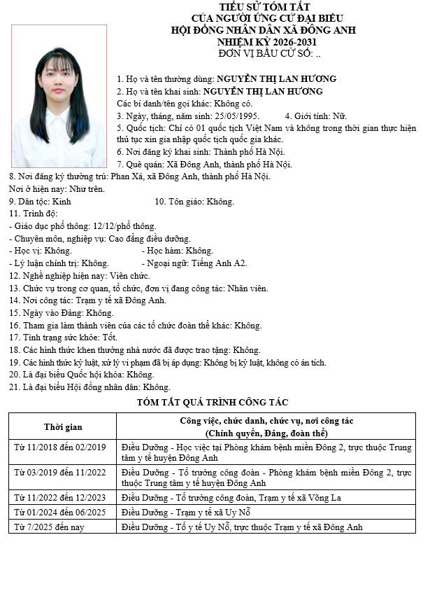 TIỂU SỬ NHỮNG NGƯỜI ỨNG CỬ HỘI ĐỒNG NHÂN DÂN XÃ ĐÔNG ANH KHÓA II, NHIỆM KỲ 2026-2031 TẠI ĐƠN VỊ BẦU CỬ SỐ 2- Ảnh 2.