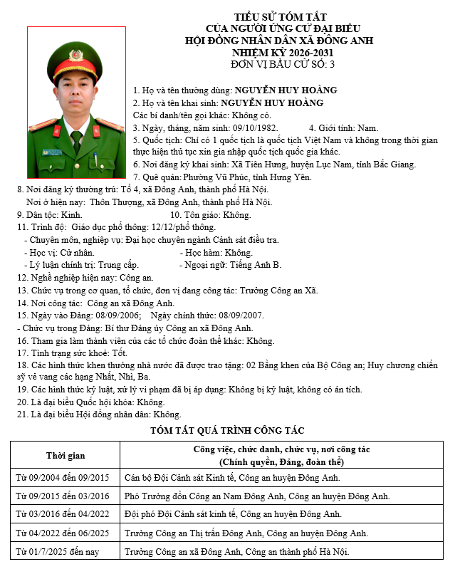 TIỂU SỬ NHỮNG NGƯỜI ỨNG CỬ HỘI ĐỒNG NHÂN DÂN XÃ ĐÔNG ANH KHÓA II, NHIỆM KỲ 2026-2031 TẠI ĐƠN VỊ BẦU CỬ SỐ 3- Ảnh 4.