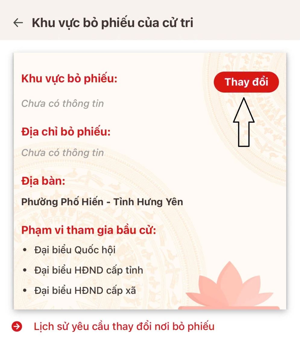 UBBC xã Kim Anh- Hướng dẫn kiểm tra thông tin và thay đổi khu vực bỏ phiếu của cử tri qua ứng dụng VNEID- Ảnh 7.