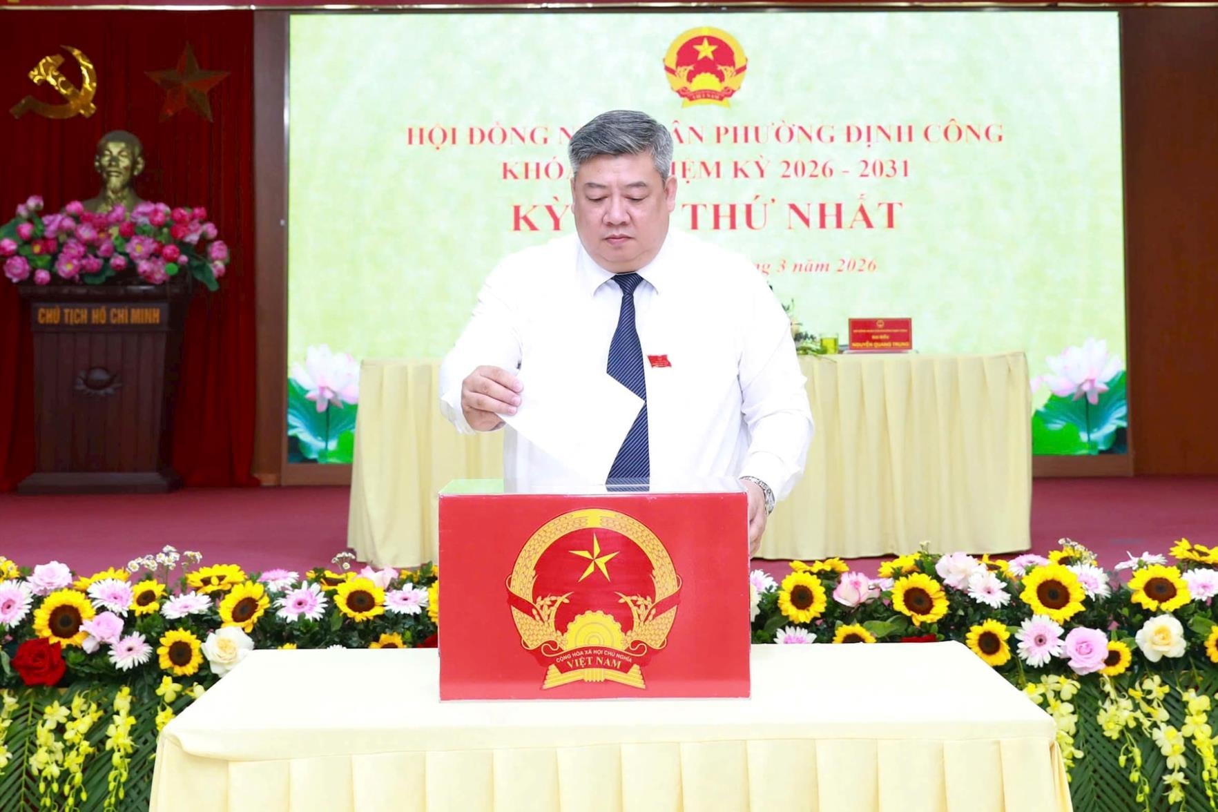 HĐND phường Định Công kiện toàn bộ máy, sẵn sàng bước vào nhiệm kỳ mới- Ảnh 2.