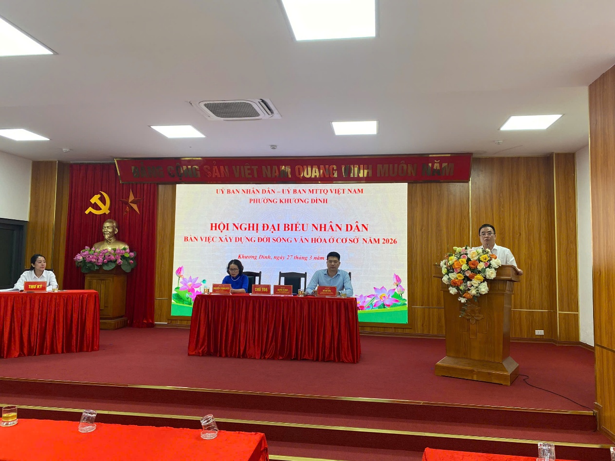 Hội nghị đại biểu nhân dân bàn việc xây dựng đời sống văn hóa ở cơ sở năm 2026 tại phường Khương Đình- Ảnh 3.
