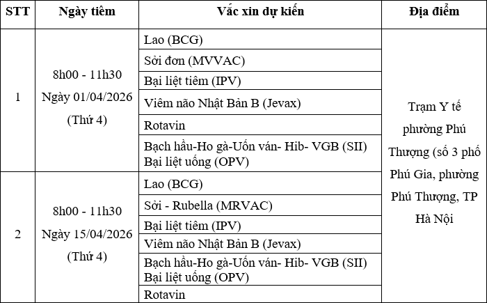 Thông báo lịch tiêm chủng mở rộng tháng 04/2026
- Ảnh 1.