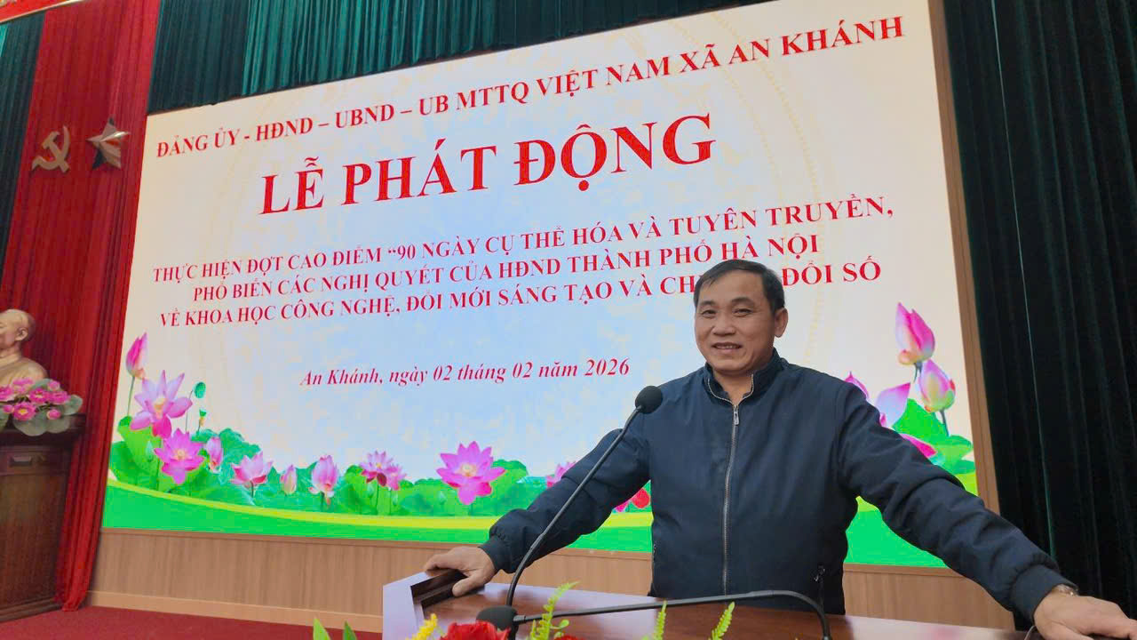 Xã An Khánh tổ chức Lễ phát động thực hiện đợt cao điểm "90 ngày cụ thể hóa và tuyên truyền, phổ biến các Nghị quyết của HĐND thành phố Hà Nội về khoa học công nghệ, đổi mới sáng tạo và chuyển đổi số" trên địa bàn xã.- Ảnh 3.