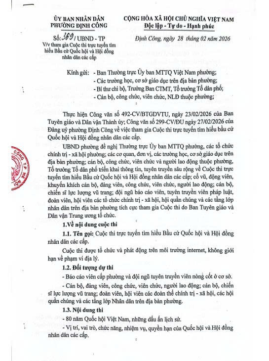 UBND phường Định Công thông báo- Ảnh 1.