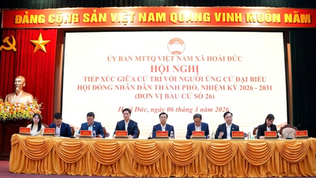 Ứng cử viên HĐND thành phố đơn vị bầu cử số 26 tiếp xúc cử tri 4 xã Hoài Đức, Dương Hoà, Sơn Đồng, An Khánh- Ảnh 1.
