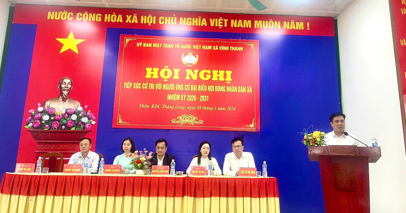 Hội nghị tiếp xúc cử tri vận động bầu cử đại biểu HĐND xã Vĩnh Thanh khóa II, tại đơn vị bầu cử số 7- Ảnh 3.