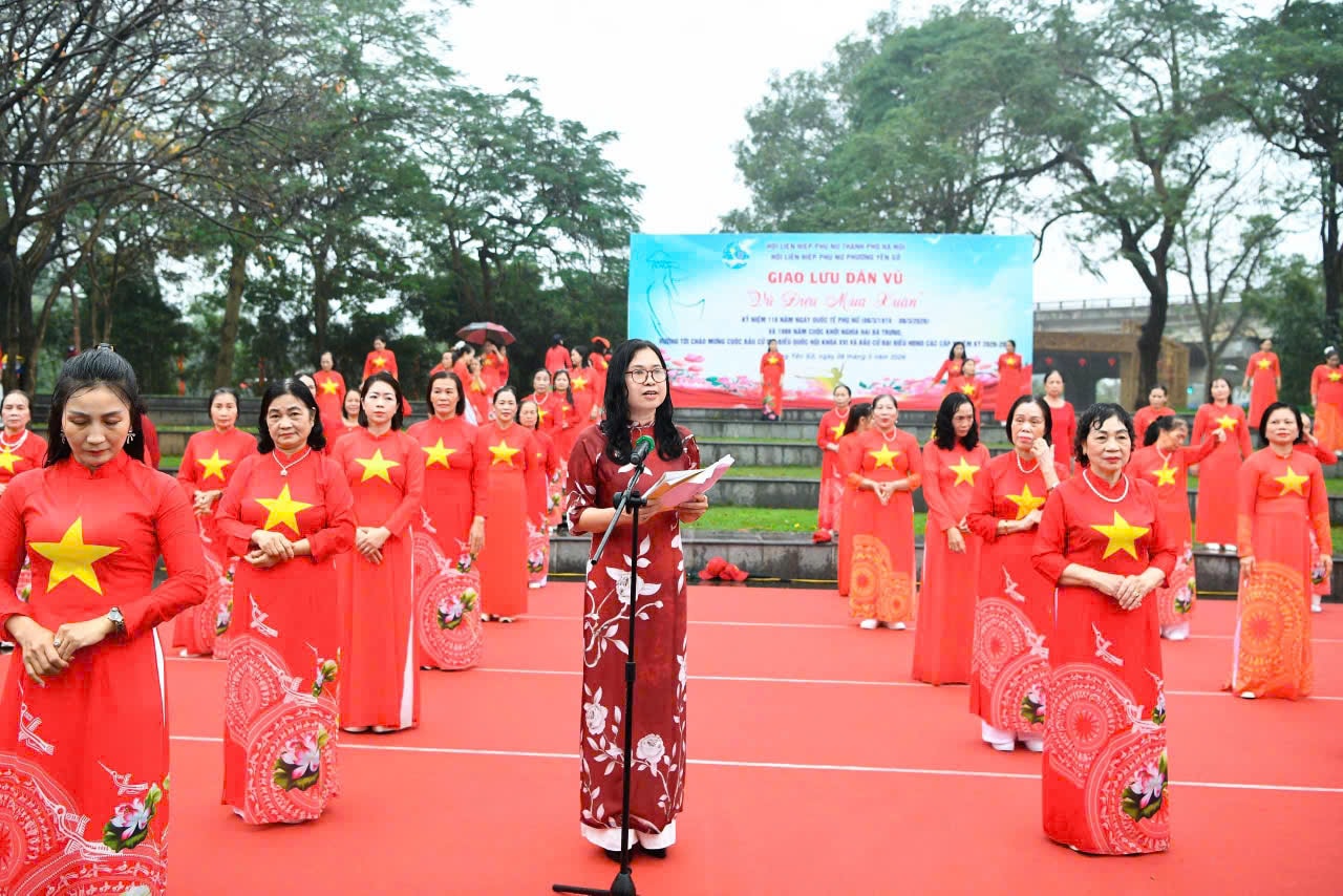  Hội Liên hiệp phụ nữ phường Yên Sở tổ chức Chương trình đồng diễn dân vũ “Vũ điệu mùa xuân” hướng tới cuộc bầu cử.- Ảnh 2.