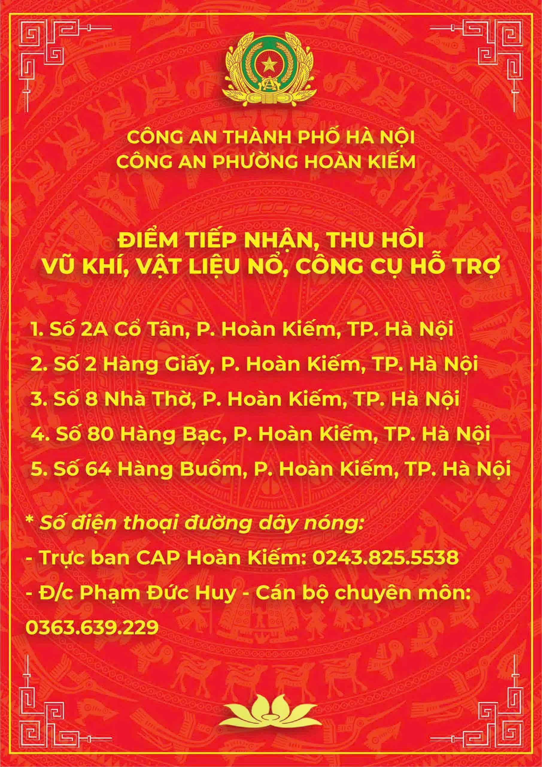 Phường Hoàn Kiếm quyết liệt thực hiện cao điểm thu hồi súng, vũ khí nguy hiểm, giữ vững an ninh trật tự- Ảnh 6.