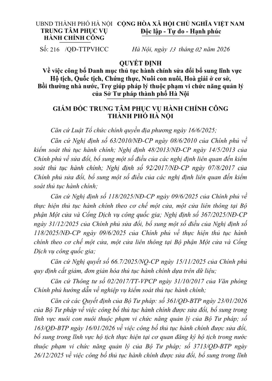 Công khai và triển khai thực hiện danh mục thủ tục hành lĩnh vực Hộ tịch, Quốc tịch, Chứng thực, Nuôi con nuôi, Hoà giải ở cơ sở, Bồi thường nhà nước, Trợ giúp pháp lý thuộc thẩm quyền giải quyết của UBND cấp xã- Ảnh 1.