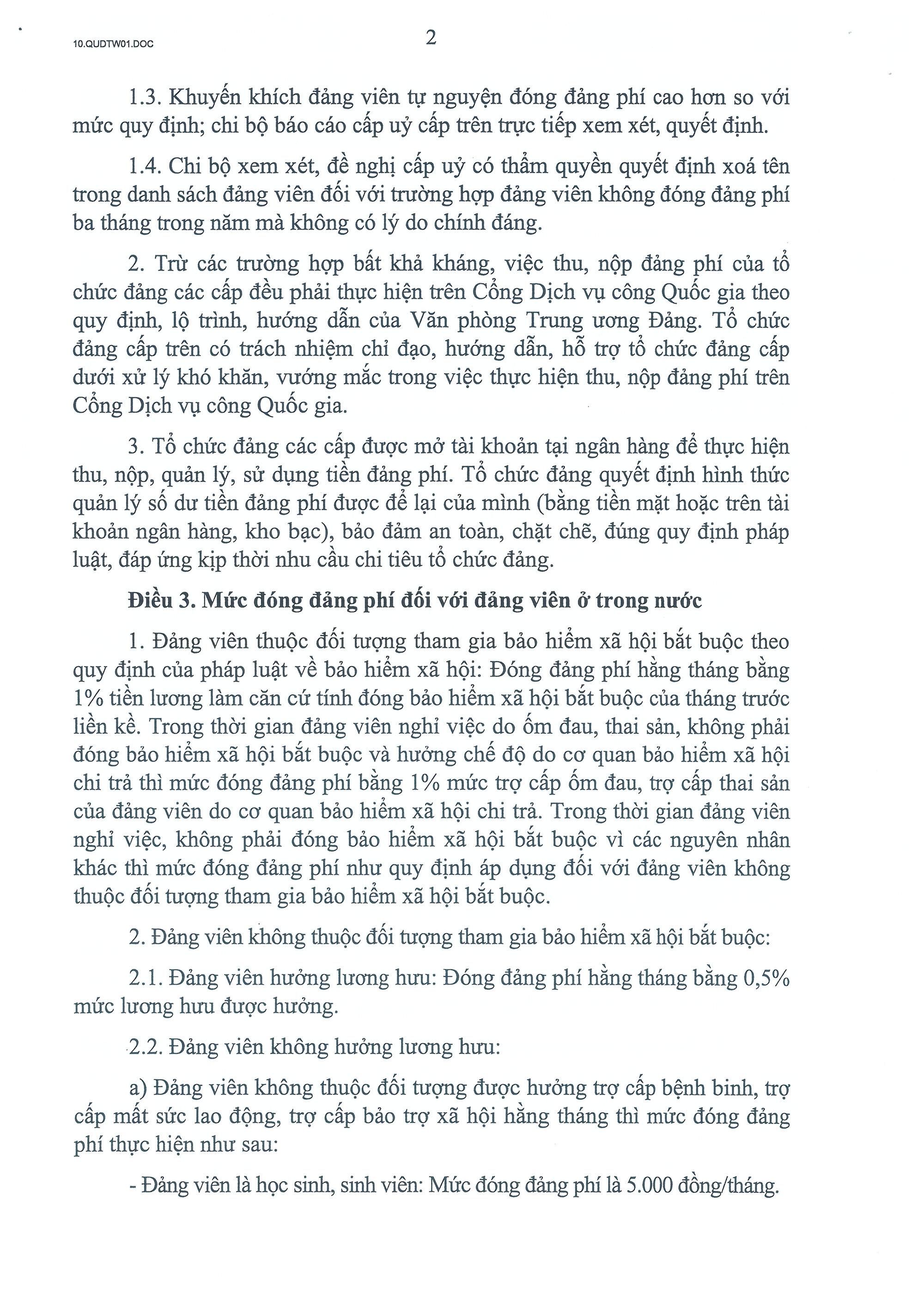 TOÀN VĂN: Quy định số 01-QĐ/TW của Bộ Chính trị về chế độ đảng phí- Ảnh 2.