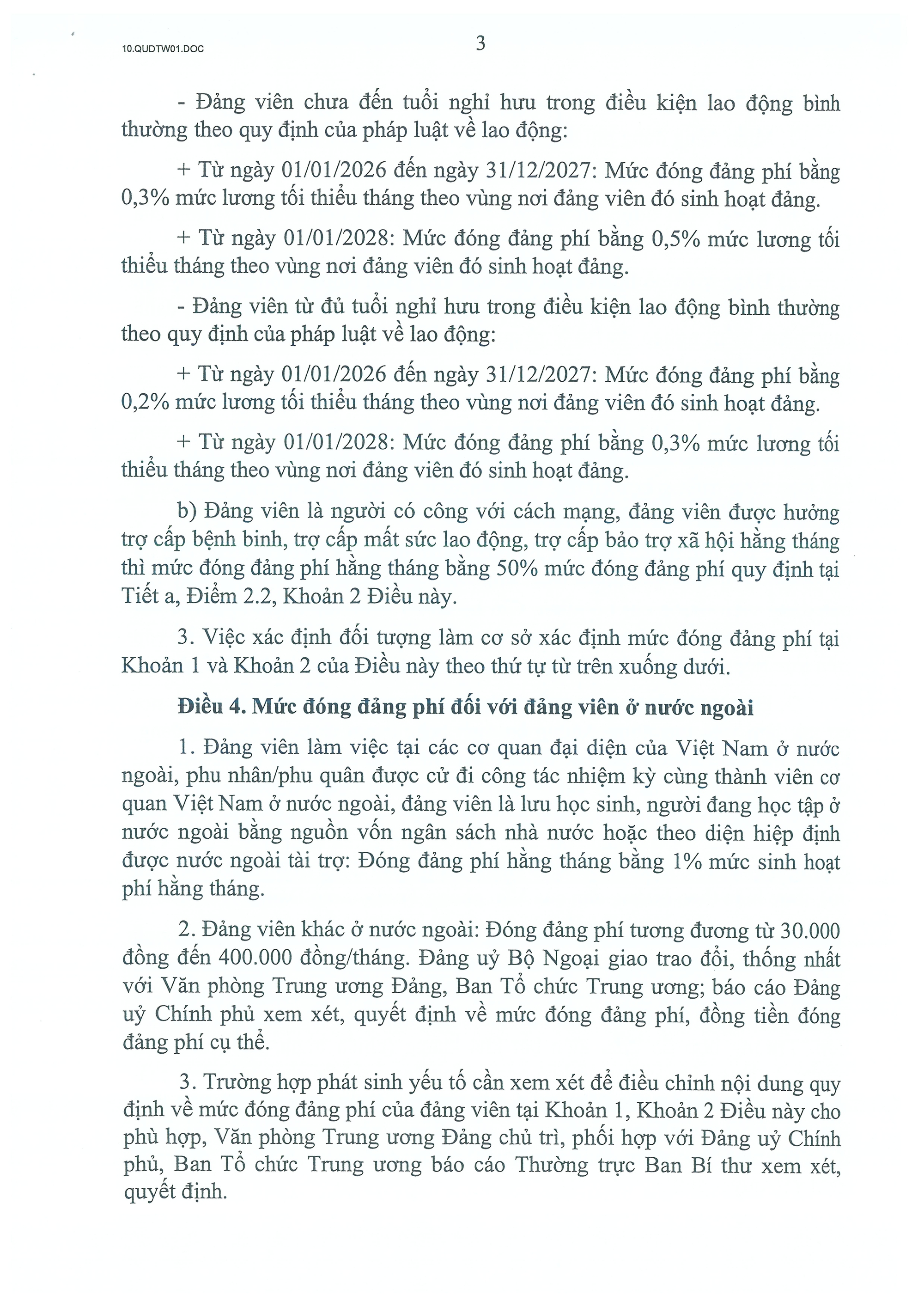 TOÀN VĂN: Quy định số 01-QĐ/TW của Bộ Chính trị về chế độ đảng phí- Ảnh 3.