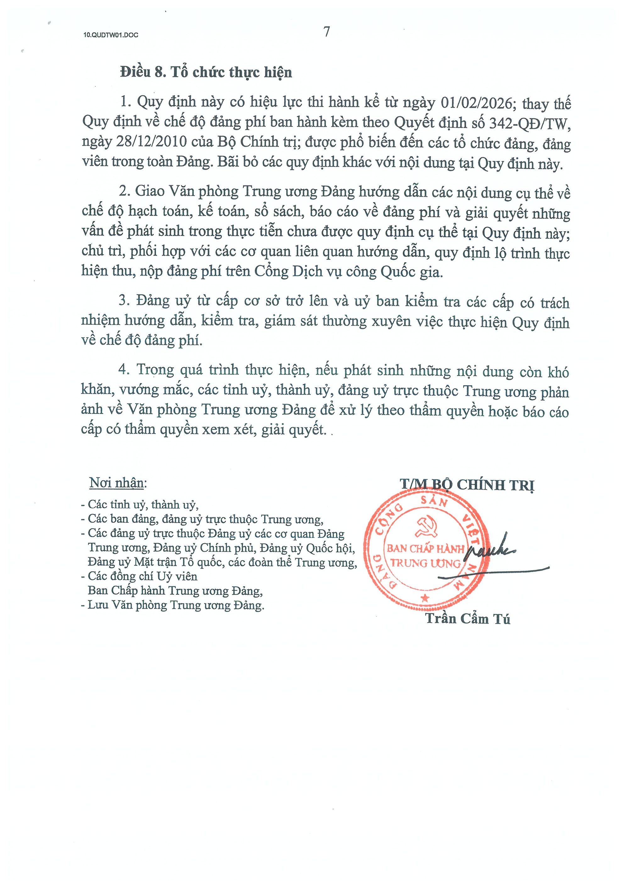 TOÀN VĂN: Quy định số 01-QĐ/TW của Bộ Chính trị về chế độ đảng phí- Ảnh 7.