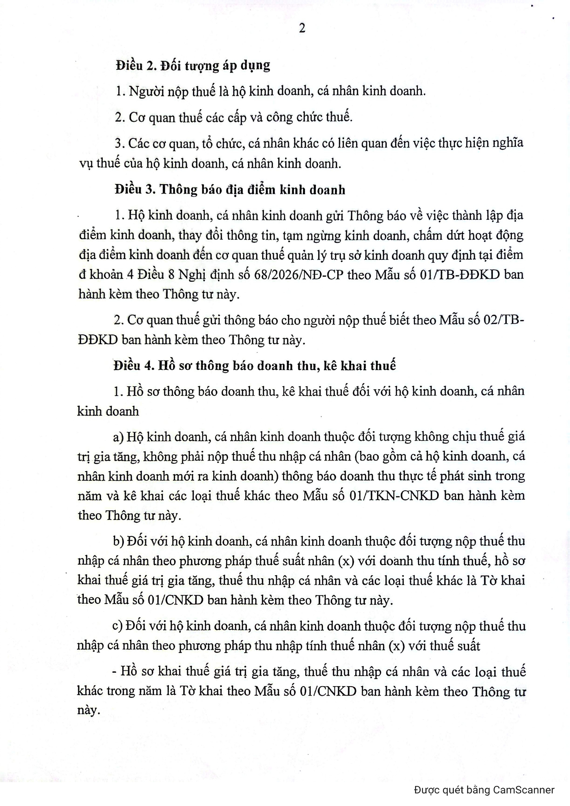 Thông tư 18/2026/TT-BTC quy định hồ sơ, thủ tục quản lý thuế đối với hộ kinh doanh, cá nhân kinh doanh- Ảnh 2.