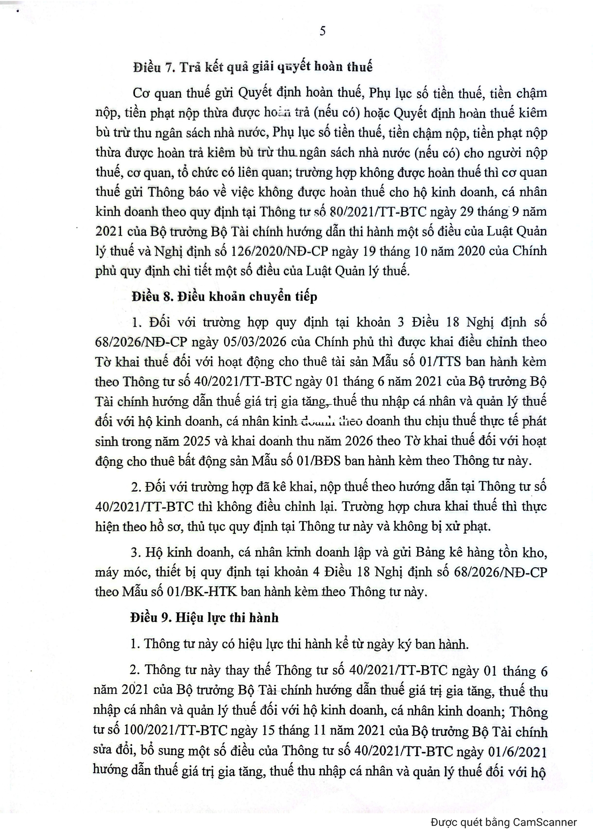 Thông tư 18/2026/TT-BTC quy định hồ sơ, thủ tục quản lý thuế đối với hộ kinh doanh, cá nhân kinh doanh- Ảnh 5.