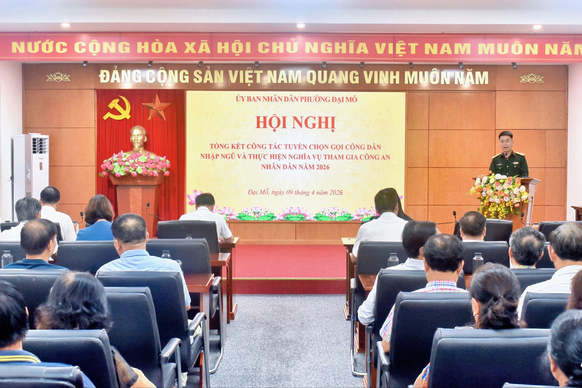 Phường Đại Mỗ tổ chức Hội nghị tổng kết công tác tuyển chọn gọi công dân nhập ngũ và thực hiện nghĩa vụ tham gia Công an nhân dân năm 2026- Ảnh 1.