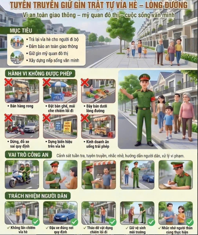 Thông báo về việc chấp hành quy định giữ gìn trật tự vỉa hè, lòng đường- Ảnh 1.