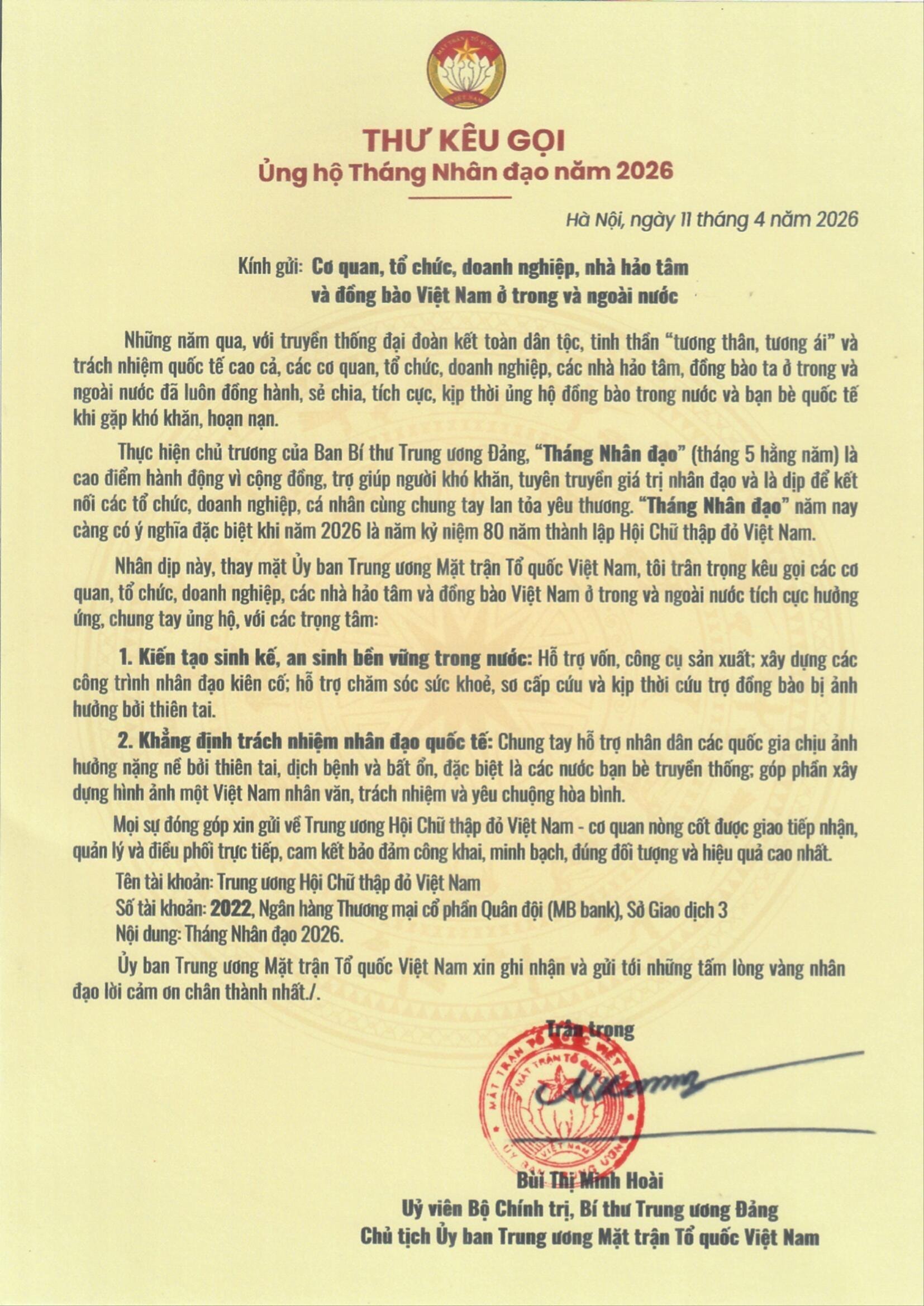 Lan tỏa yêu thương, chung tay vì cộng đồng trong “Tháng Nhân đạo 2026”- Ảnh 1.