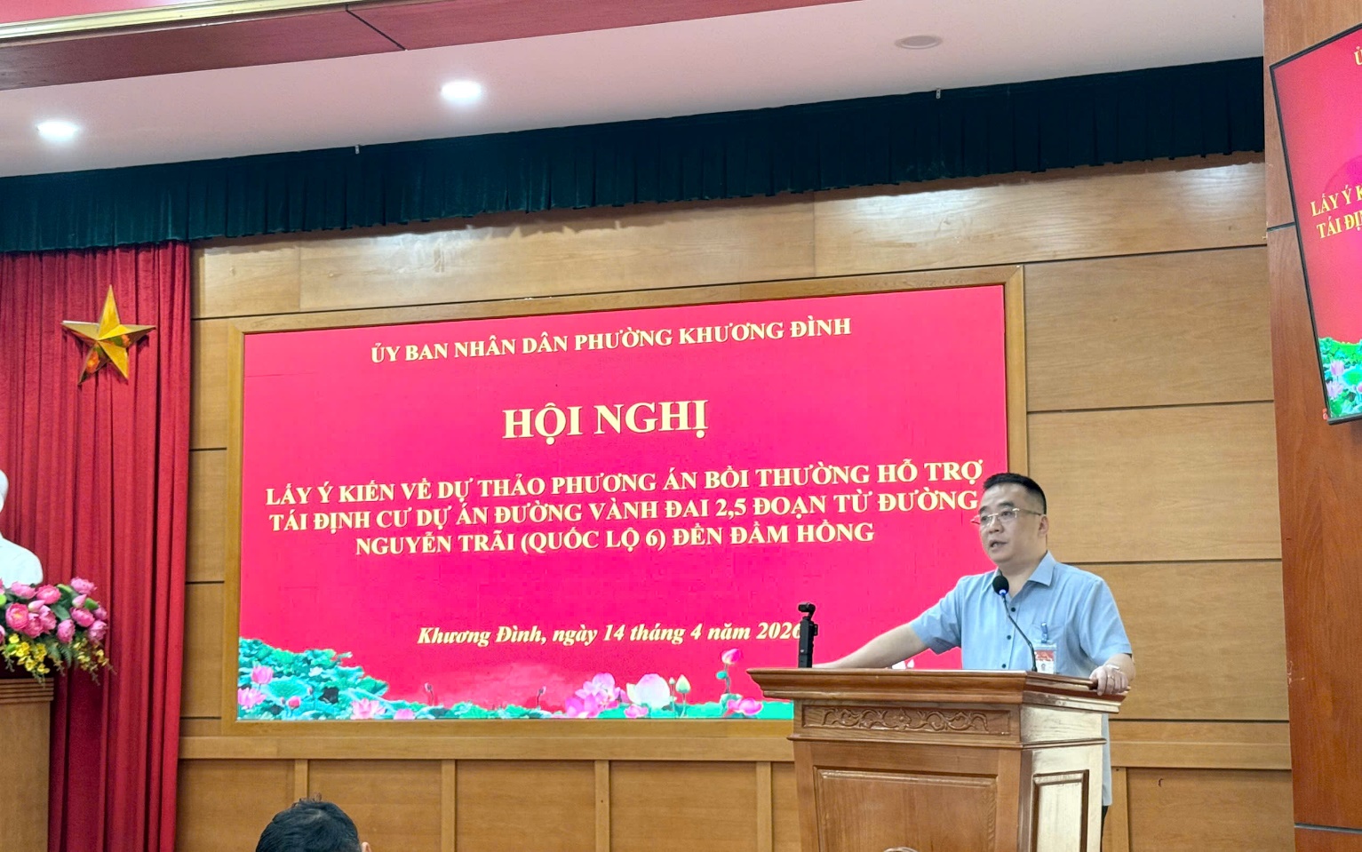 Phường Khương Đình tổ chức Hội nghị đối thoại về dự thảo phương án bồi thường, hỗ trợ, tái định cư dự án đường Vành đai 2,5- Ảnh 2.