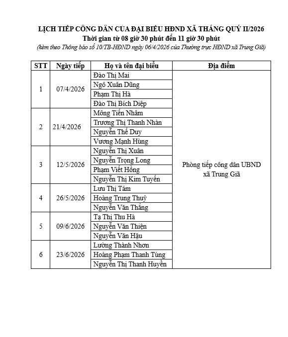 Lịch tiếp công dân của Chủ tịch HĐND xã và đại biểu HĐND xã quý II/2026- Ảnh 3.