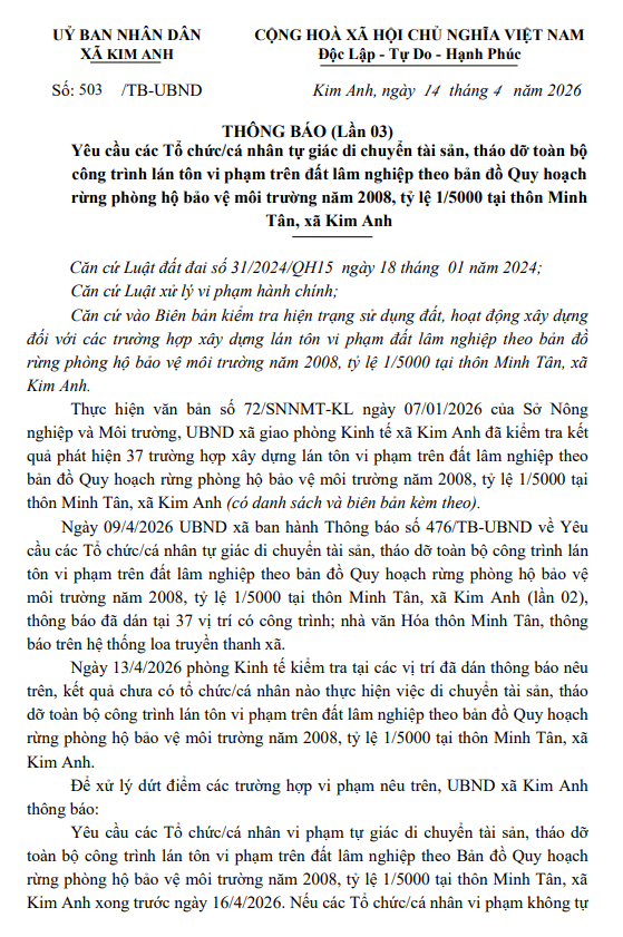 THÔNG BÁO (Lần 03)- Ảnh 1.