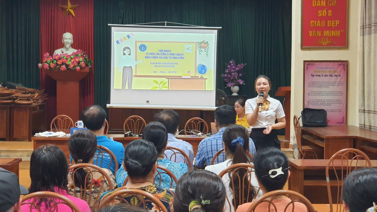 Hội nghị tuyên truyền chính sách BHXH, BHYT tự nguyện tại Tân Lập- Ảnh 1.