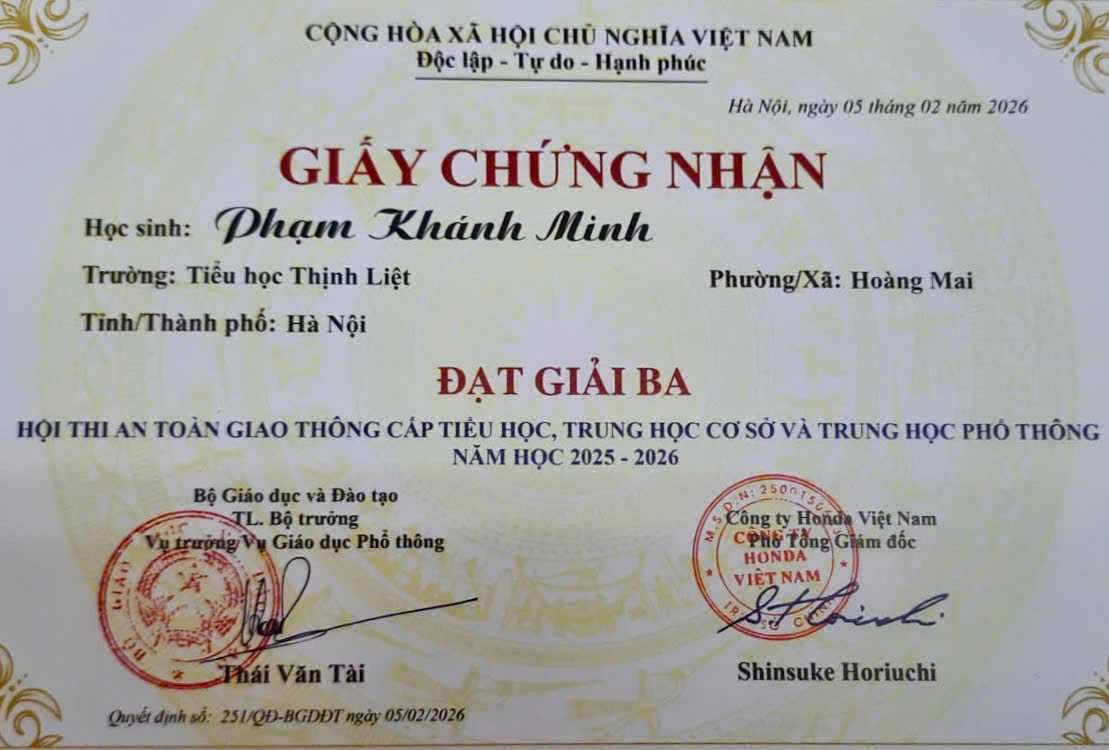 PHẠM KHÁNH MINH - TẤM GƯƠNG SÁNG TRONG PHONG TRÀO "NGƯỜI TỐT – VIỆC TỐT" CỦA MÁI TRƯỜNG TIỂU HỌC THỊNH LIỆT- Ảnh 3.