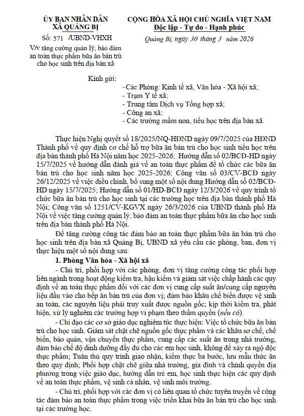 Quảng Bị tăng cường kiểm tra, giám sát bữa ăn bán trú cho học sinh- Ảnh 2.