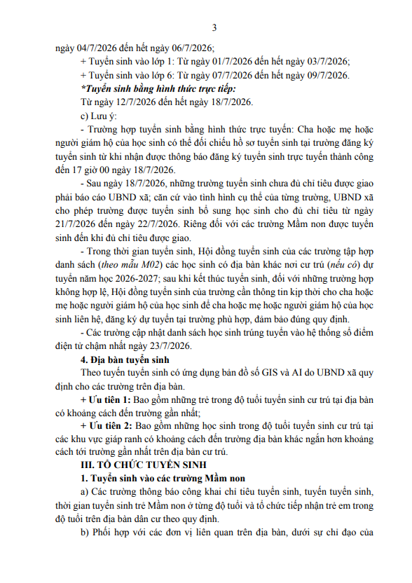 Kế hoạch tuyển sinh vào trường mầm non, lớp 1, lớp 6 năm học 2026-2027 trên địa bàn xã Kim Anh- Ảnh 3.
