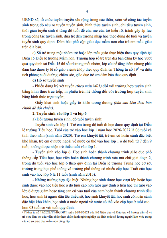 Kế hoạch tuyển sinh vào trường mầm non, lớp 1, lớp 6 năm học 2026-2027 trên địa bàn xã Kim Anh- Ảnh 4.