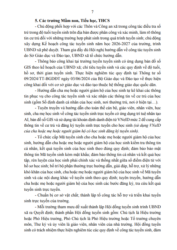 Kế hoạch tuyển sinh vào trường mầm non, lớp 1, lớp 6 năm học 2026-2027 trên địa bàn xã Kim Anh- Ảnh 7.