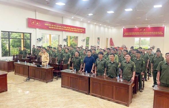 A group of people in uniform standing in a room  AI-generated content may be incorrect.