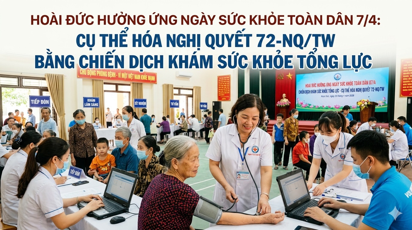 Hoài Đức hưởng ứng ngày sức khỏe toàn dân 7/4: cụ thể hóa nghị quyết 72-NQ/TW bằng chiến dịch khám sức khỏe tổng lực- Ảnh 1.