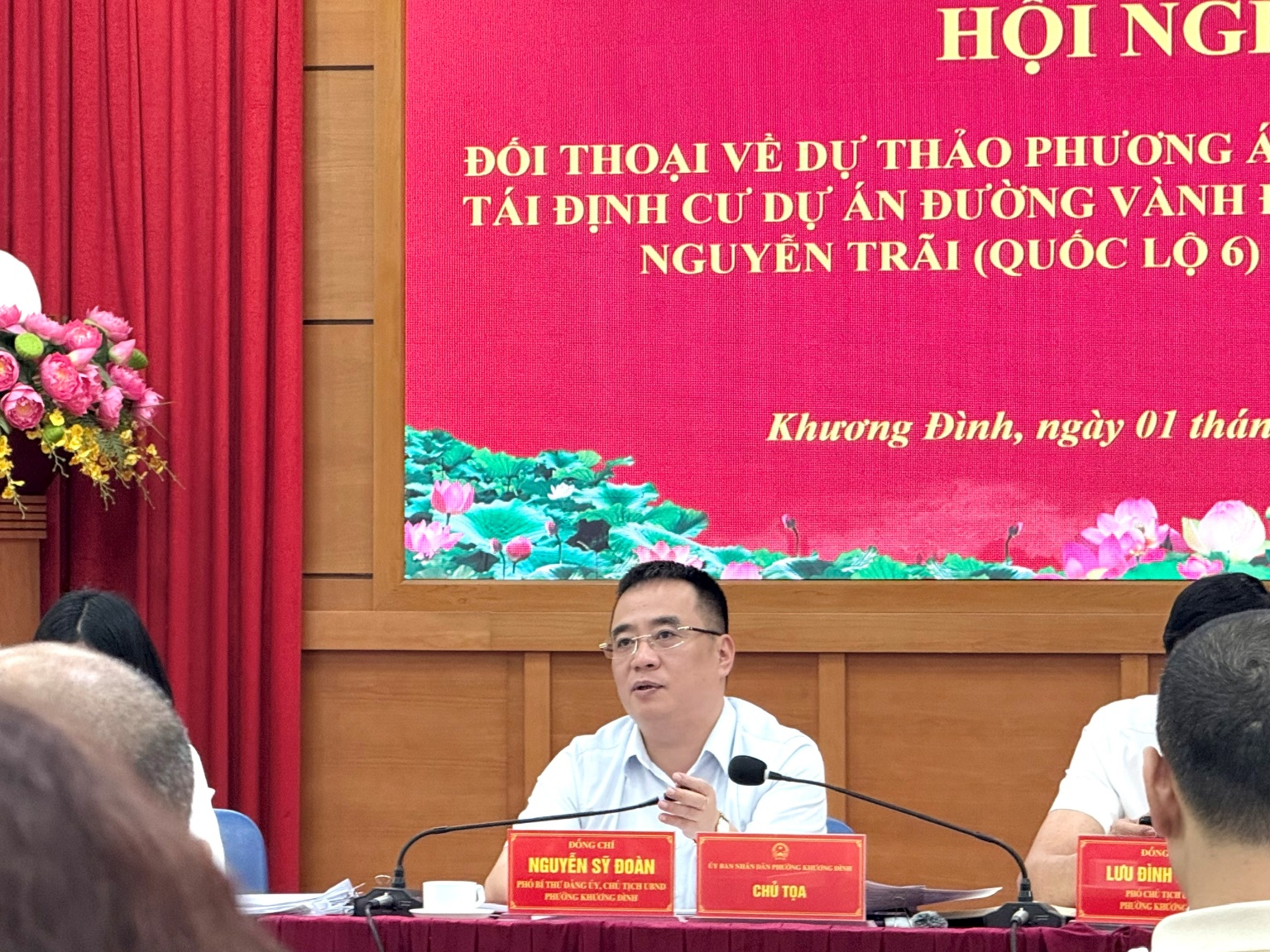 Phường Khương Đình tổ chức Hội nghị đối thoại về dự thảo phương án bồi thường, hỗ trợ, tái định cư dự án đường Vành đai 2,5- Ảnh 2.