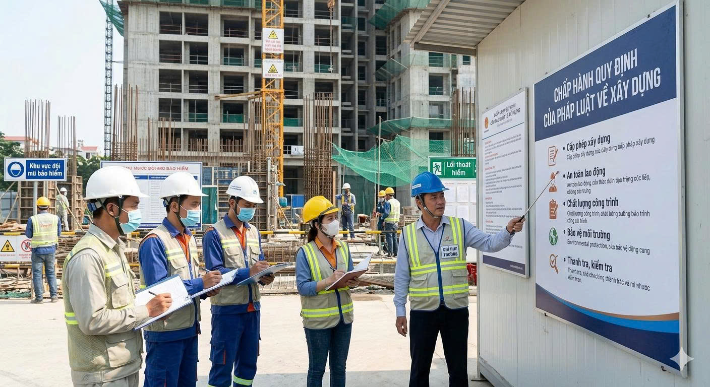 Tuân thủ các quy định của pháp luật về xây dựng, vệ sinh môi trường, an toàn lao động trên địa bàn xã Hoài Đức.- Ảnh 1.