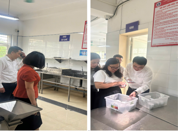 Kiểm tra an toàn thực phẩm bếp ăn tập thể tại Trường Tiểu học Khương Đình- Ảnh 1.