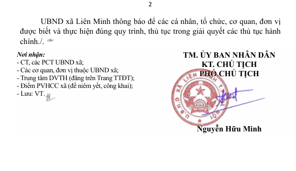 THÔNG BÁO: Danh sách TTHC trực tuyến thuộc thẩm quyền của UBND xã Liên Minh- Ảnh 2.