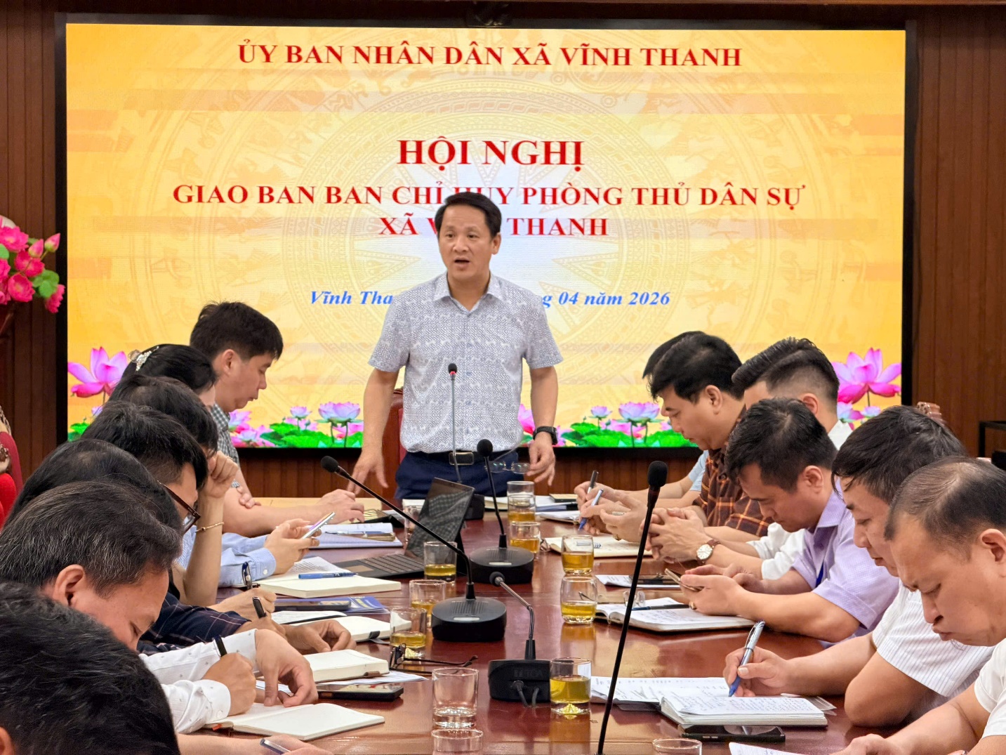 XÃ VĨNH THANH TỔ CHỨC HỘI NGHỊ GIAO BAN BAN CHỈ HUY PHÒNG THỦ DÂN SỰ NĂM 2026- Ảnh 2.