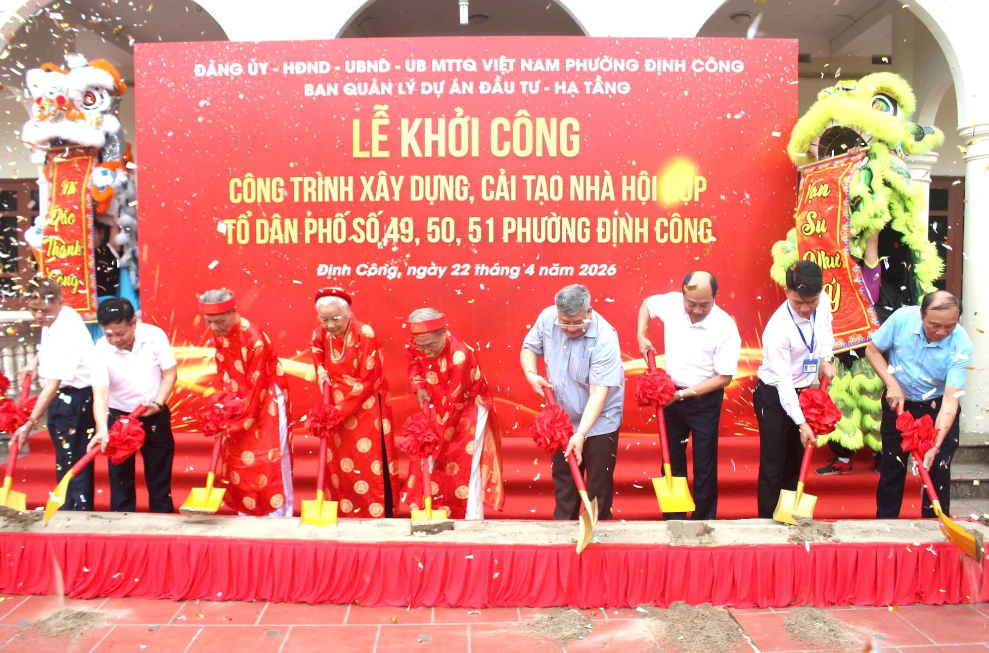 Khởi công xây dựng, cải tạo nhà hội họp Tổ dân phố tại phường Định Công- Ảnh 3.
