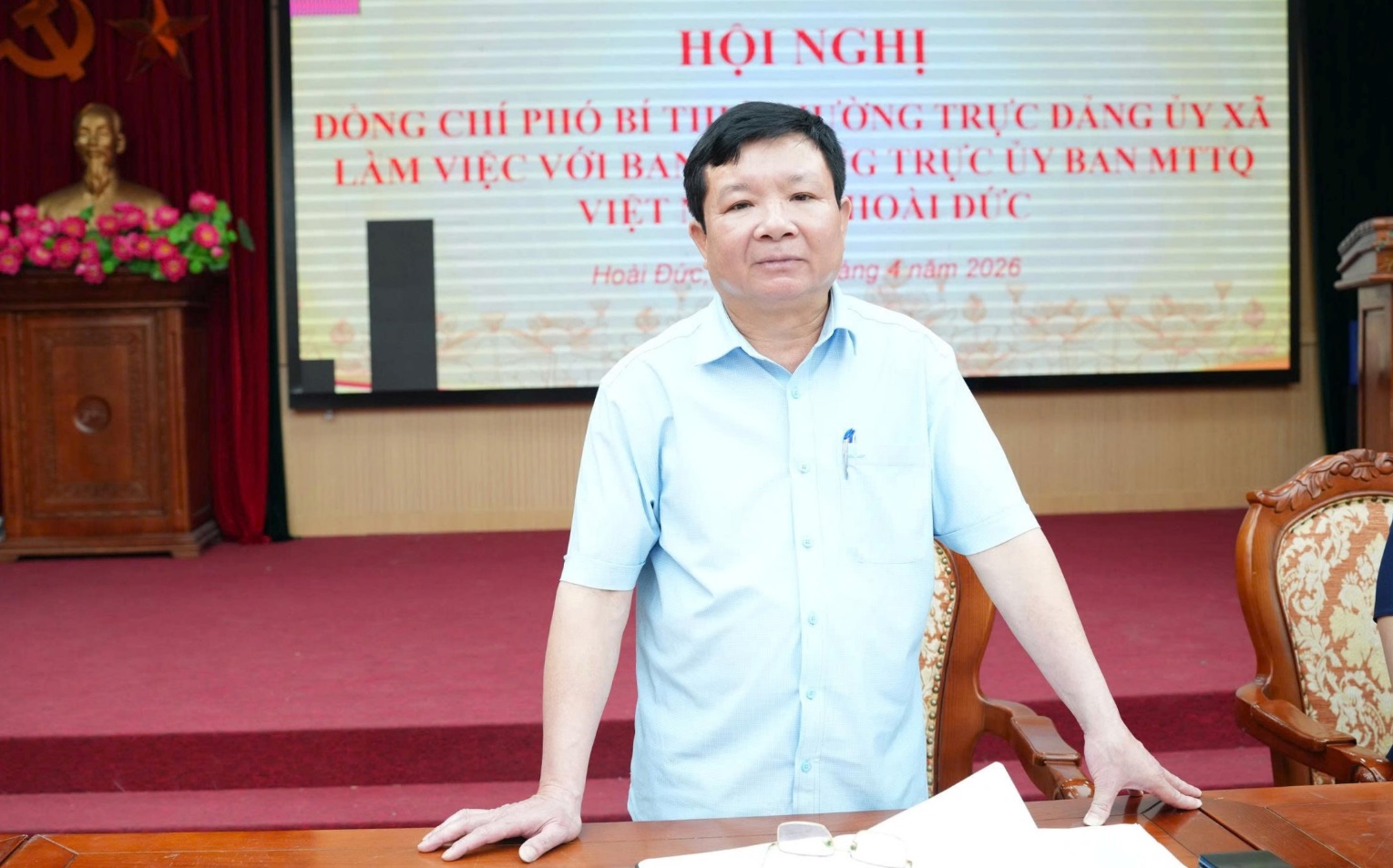 Đồng chí Trần Văn Nghĩa - Phó Bí thư Thường trực Đảng ủy xã làm việc với UB MTTQ Việt Nam xã Hoài Đức- Ảnh 3.