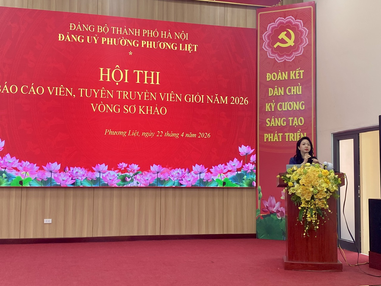 Phường Phương Liệt tổ chức sôi nổi Vòng Sơ khảo – phần thi thuyết trình Hội thi Báo cáo viên, tuyên truyền viên giỏi năm 2026- Ảnh 1.