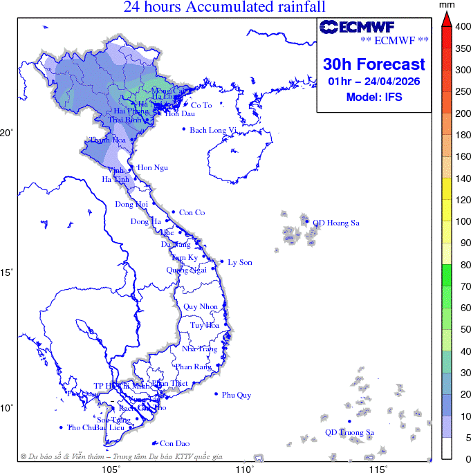 Ngày 23/4/2026, Chịu tác động của gió mùa Đông Bắc, Hà Nội có mưa rào, có lúc có dông. Trời chuyển mát- Ảnh 1.