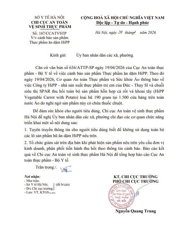 Cảnh báo nhanh: Thu hồi sản phẩm ăn dặm HiPP nghi chứa độc chất- Ảnh 1.
