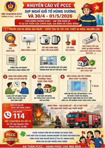 KHUYẾN CÁO CÁC BIỆN PHÁP AN TOÀN PCCC TRONG DỊP NGHỈ LỄ 30/4 – 1/5- Ảnh 1.