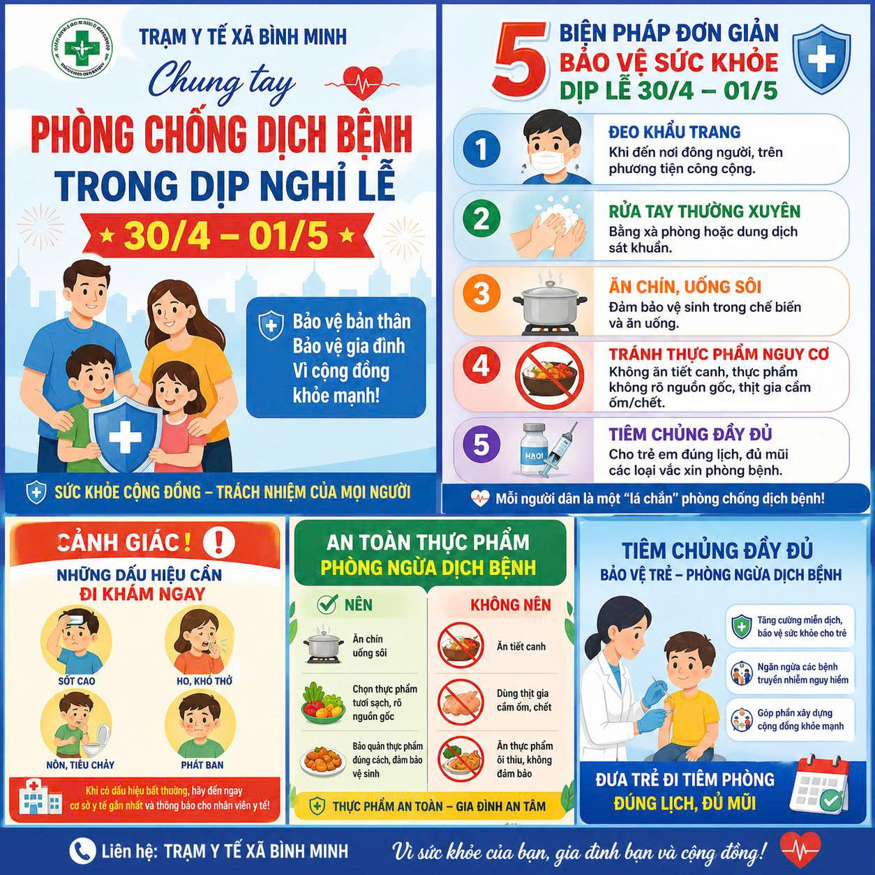  CHỦ ĐỘNG PHÒNG CHỐNG DỊCH BỆNH TRONG DỊP NGHỈ LỄ 30/4 – 01/5 ️