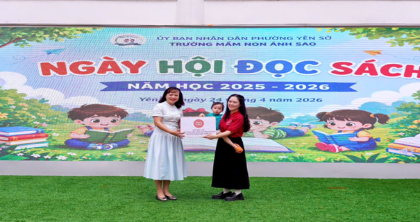 Trường Mầm non Ánh Sao đã tổ chức Ngày hội sách với chủ đề “Mở trang sách – Chắp cánh tâm hồn trẻ thơ”- Ảnh 1.
