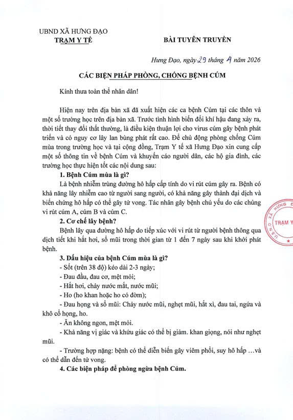 CÁC BIỆN PHÁP PHÒNG, CHỐNG BỆNH CÚM
- Ảnh 1.
