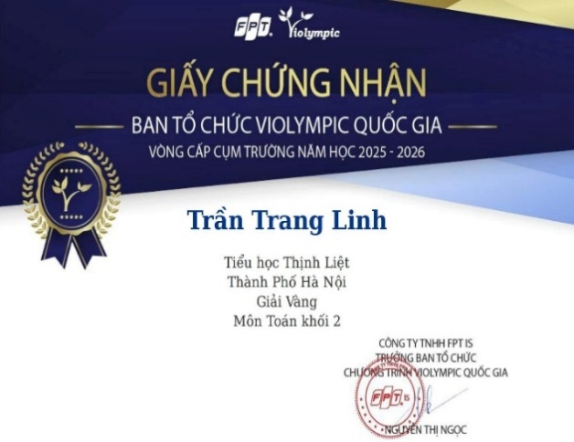 TRẦN TRANG LINH – TẤM GƯƠNG TIÊU BIỂU TRONG HỌC TẬP VÀ RÈN LUYỆN CỦA TẬP THỂ 2A7 TRƯỜNG TIỂU HỌC THỊNH LIỆT- Ảnh 3.