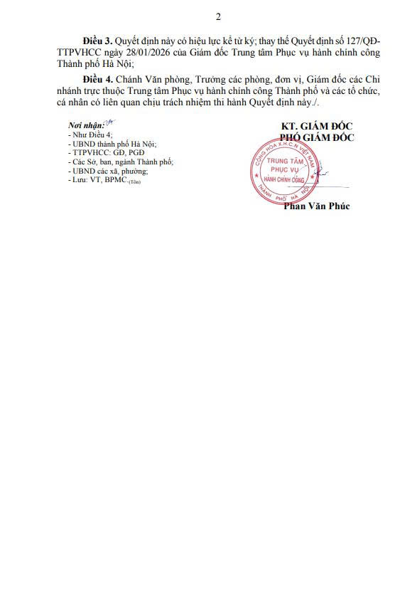 QUYẾT ĐỊNH
Về việc công bố Điểm Hỗ trợ dịch vụ công số thực hiện thủ tục hành chính theo cơ chế một cửa, một cửa liên thông trên địa bàn thành phố Hà Nội
- Ảnh 2.